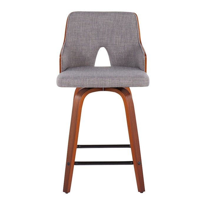 LumiSource Stella Counter Stool, Set of 2, Walnut/Grey/Black