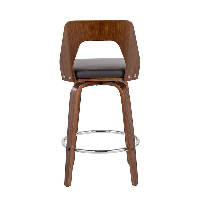 LumiSource Trilogy 24" Counter Stool, Set of 2, Wal/Brown/Chrome