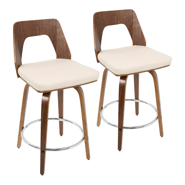 LumiSource Trilogy 24" Counter Stool, Set/2, WAL/CR/CH - B24-TRILO2-SWVRWLCR2
