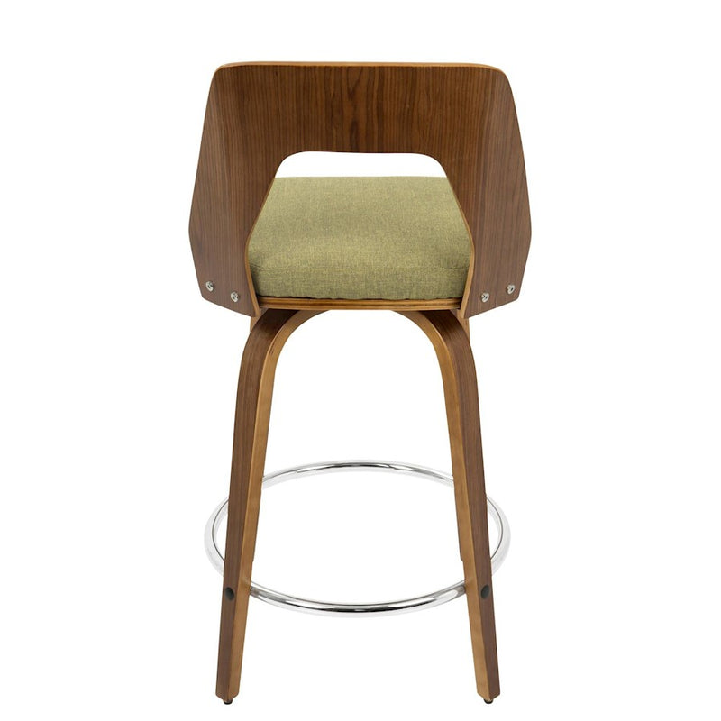 LumiSource Trilogy 24" Counter Stool, Set of 2, Wal/Green/Chrome