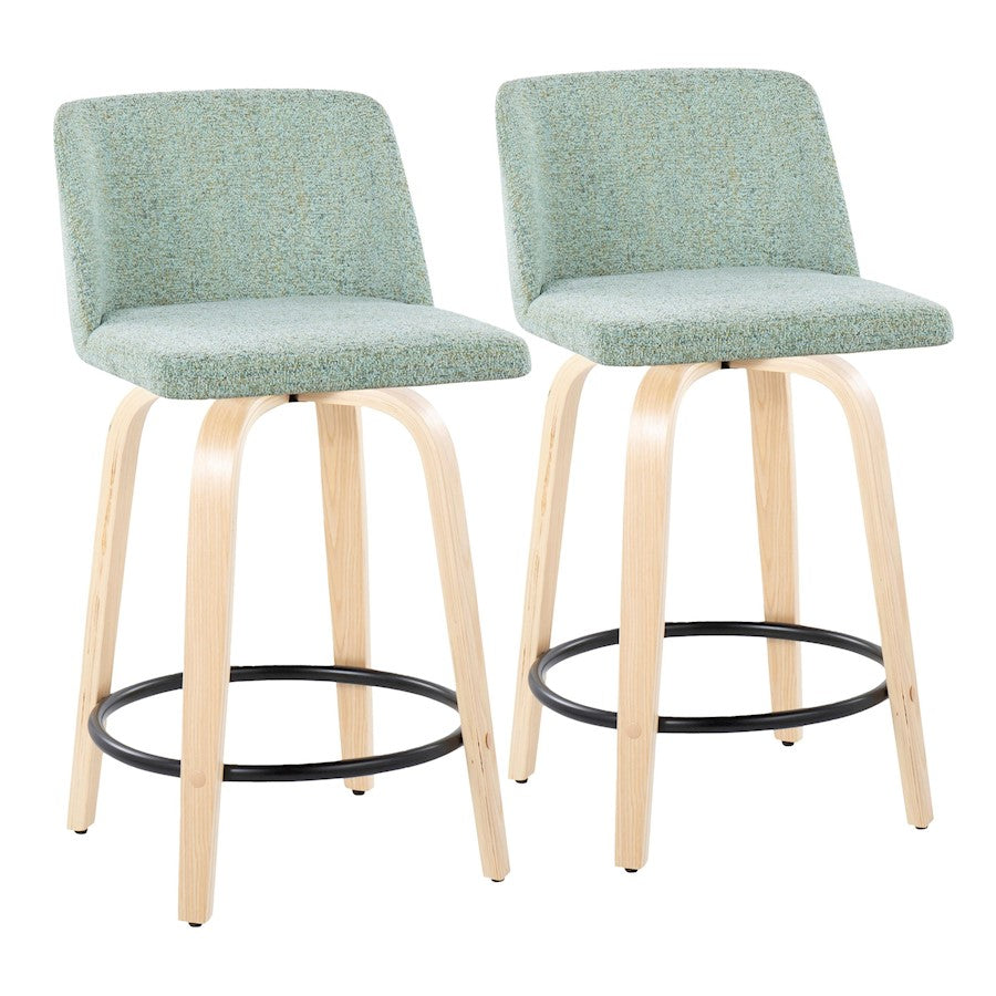 LumiSource Toriano 24" Rd Counter Stool, Set/2, N/GR/BK - B24-TRNO-GRTZQ2NALGN2