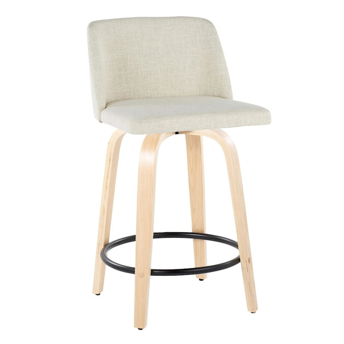 LumiSource Toriano 24" Rd Counter Stool, Set/2, N/GR/BK