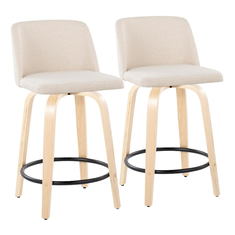 LumiSource Toriano 24" Counter Stool, Rd Set/2, N/CR/BK - B24-TRNO-GRTZQ2NANCR2