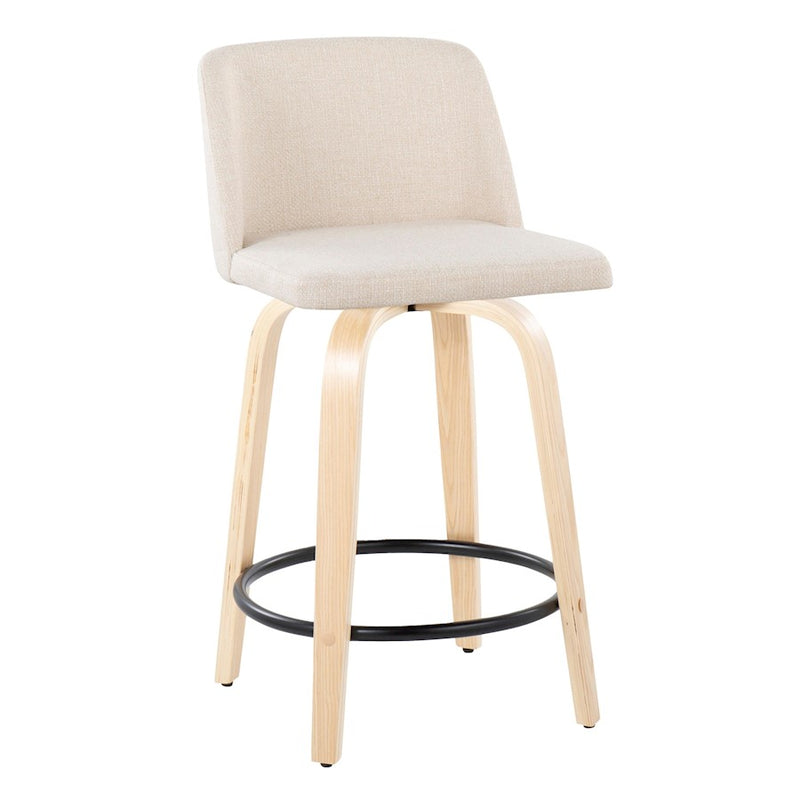 LumiSource Toriano 24" Counter Stool, Rd Set/2, N/CR/BK