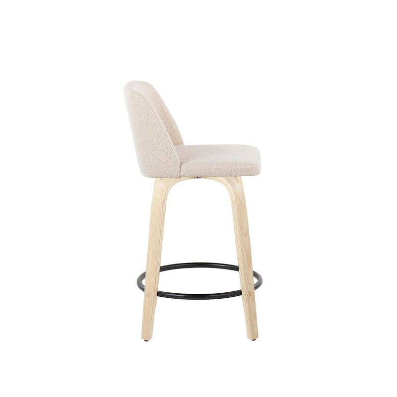 LumiSource Toriano 24" Counter Stool, Rd Set/2, N/CR/BK