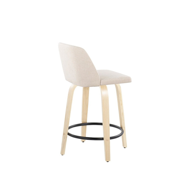 LumiSource Toriano 24" Counter Stool, Rd Set/2, N/CR/BK
