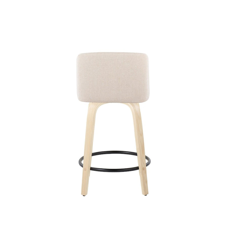 LumiSource Toriano 24" Counter Stool, Rd Set/2, N/CR/BK