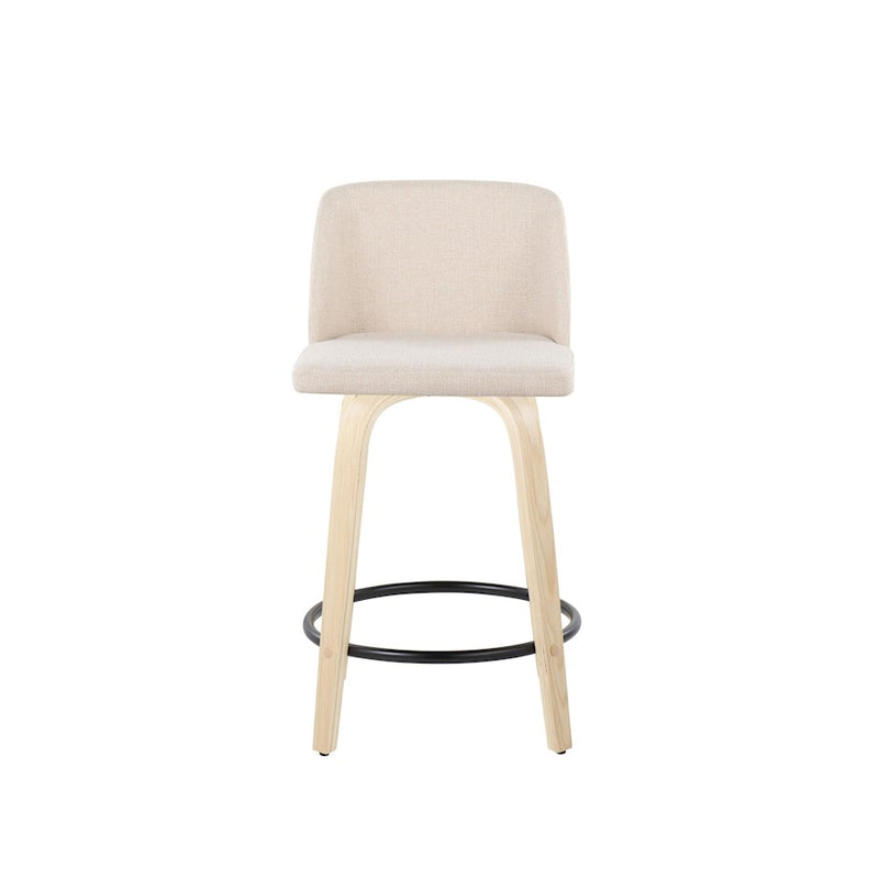 LumiSource Toriano 24" Counter Stool, Rd Set/2, N/CR/BK