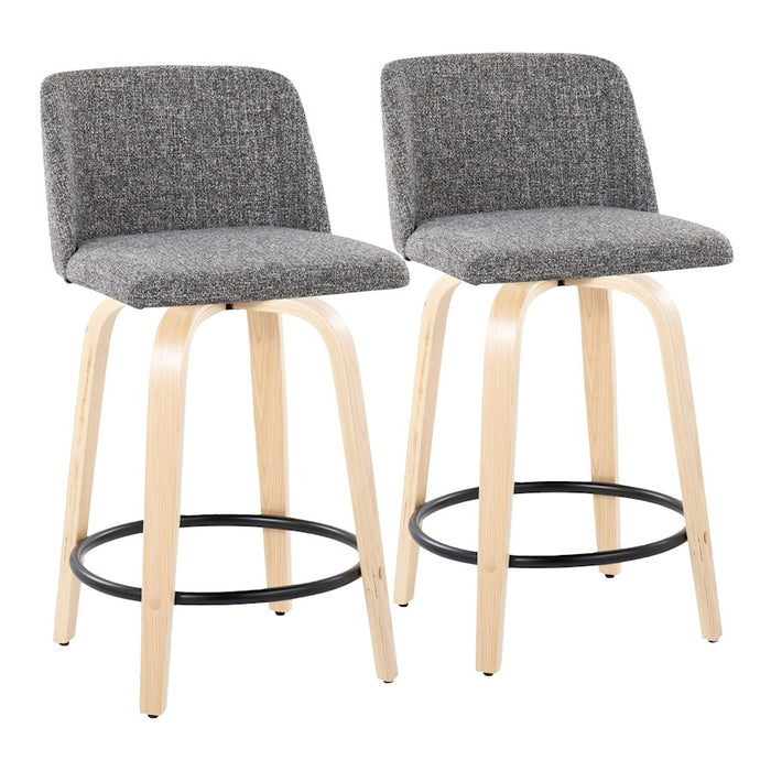 LumiSource Toriano 24" Rd Counter Stool, Set/2, N/GYN/BK - B24-TRNO-GRTZQ2NANGY2