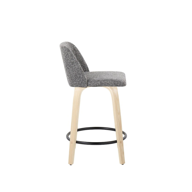LumiSource Toriano 24" Rd Counter Stool, Set/2, N/GYN/BK