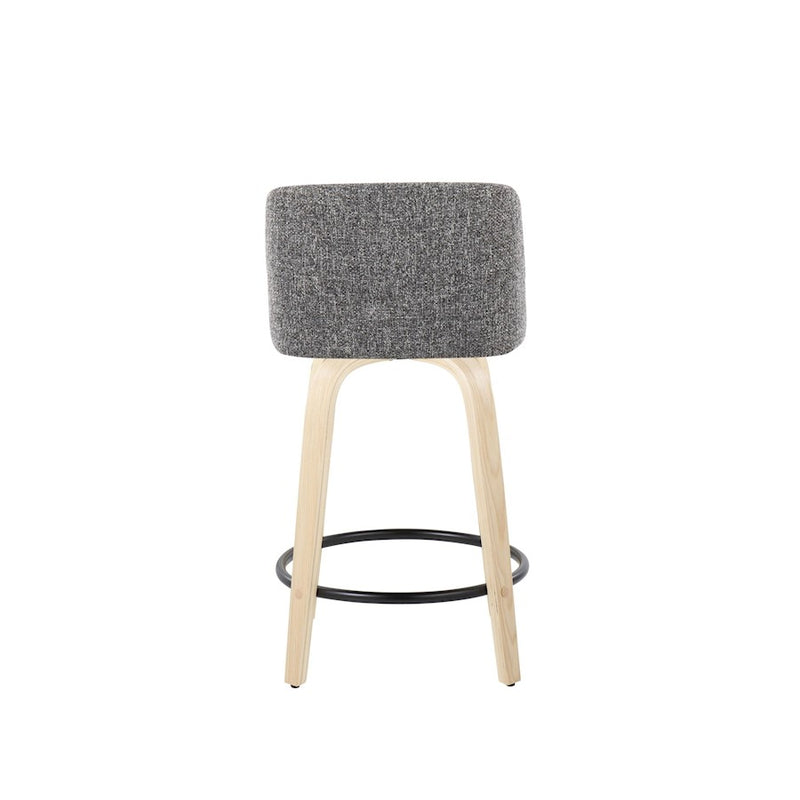 LumiSource Toriano 24" Rd Counter Stool, Set/2, N/GYN/BK