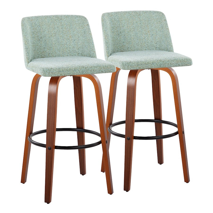LumiSource Toriano 24" Rd Counter Stool, Set/2, W/GR/BK - B24-TRNO-GRTZQ2WLLGN2