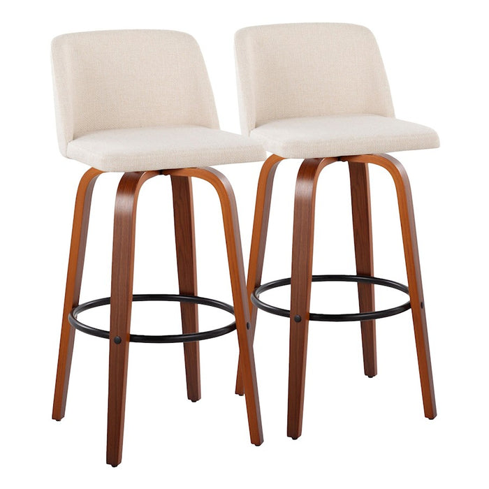 LumiSource Toriano 24" Rd Counter Stool, Set/2, W/CR/BK - B24-TRNO-GRTZQ2WLNCR2