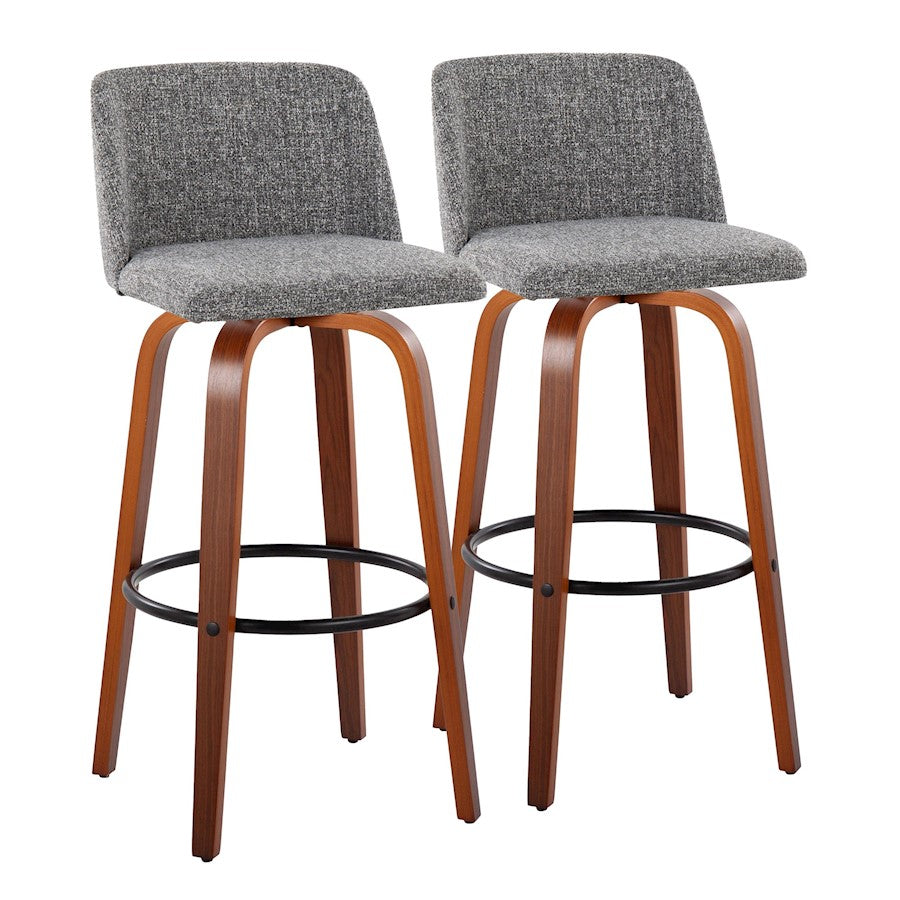 LumiSource Toriano 24" Rd Counter Stool, Set/2, W/GY/BK - B24-TRNO-GRTZQ2WLNGY2