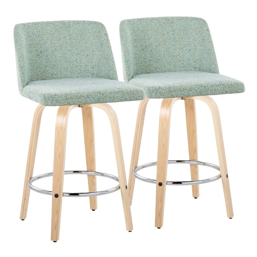 LumiSource Toriano 24" Rd Counter Stool, Set/2, N/GR/CH - B24-TRNO-GRTZR2NALGN2