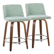 LumiSource Toriano 24" Rd Counter Stool, Set/2, W/GR/CH - B24-TRNO-GRTZR2WLLGN2