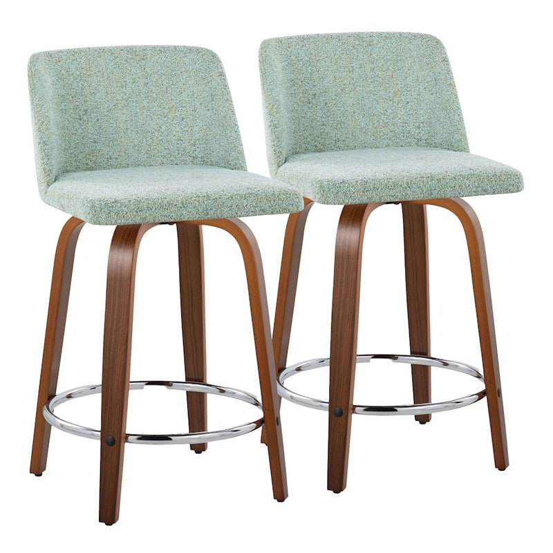 LumiSource Toriano 24" Rd Counter Stool, Set/2, W/GR/CH - B24-TRNO-GRTZR2WLLGN2