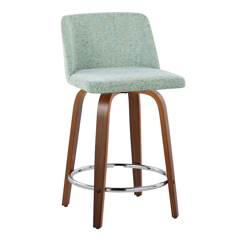 LumiSource Toriano 24" Rd Counter Stool, Set/2, W/GR/CH