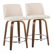 LumiSource Toriano 24" Rd Counter Stool, Set/2, W/CRN/CH - B24-TRNO-GRTZR2WLNCR2
