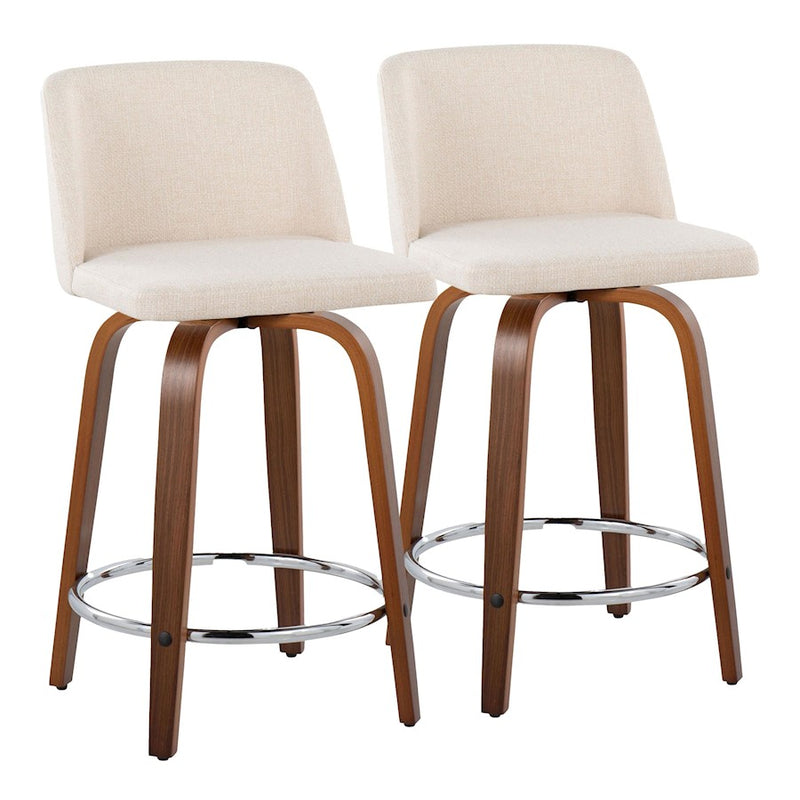 LumiSource Toriano 24" Rd Counter Stool, Set/2, W/CRN/CH - B24-TRNO-GRTZR2WLNCR2