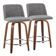 LumiSource Toriano 24" Rd Counter Stool, Set/2, W/GYN/CH - B24-TRNO-GRTZR2WLNGY2