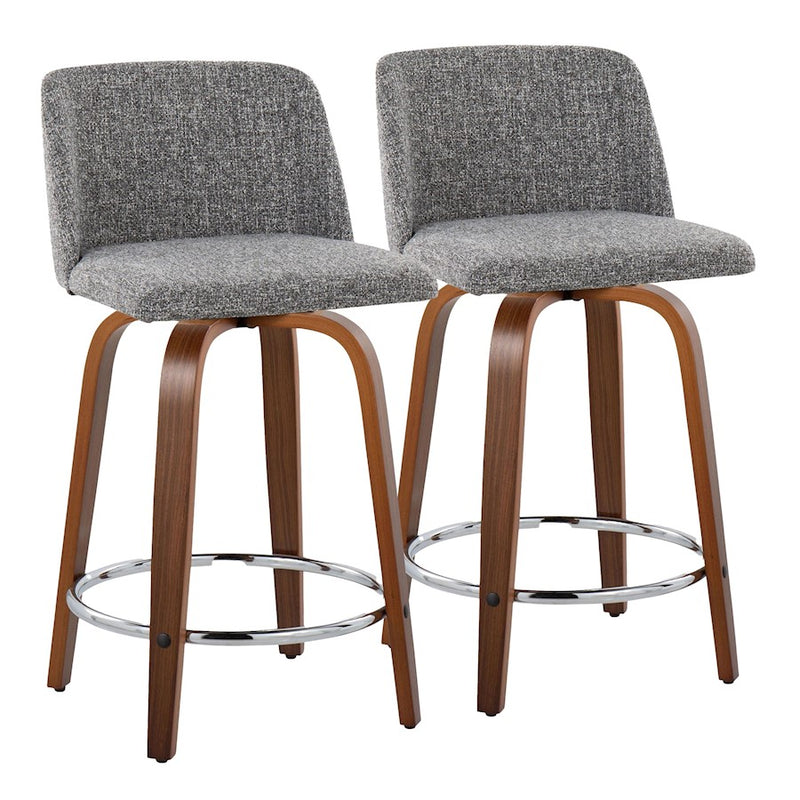 LumiSource Toriano 24" Rd Counter Stool, Set/2, W/GYN/CH - B24-TRNO-GRTZR2WLNGY2