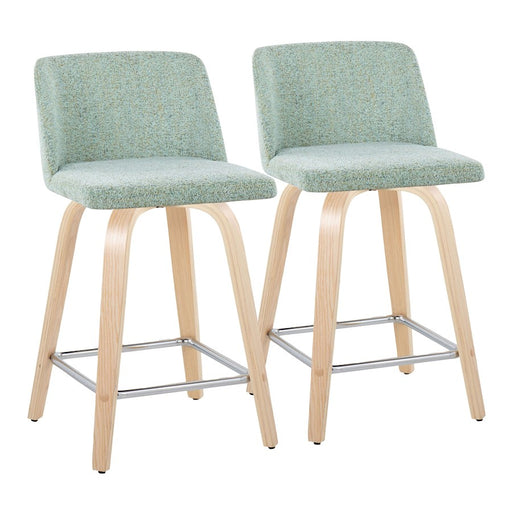 LumiSource Toriano 24" SQ Counter Stool, Set/2, N/GR/CH - B24-TRNO-GRTZS2NALGN2