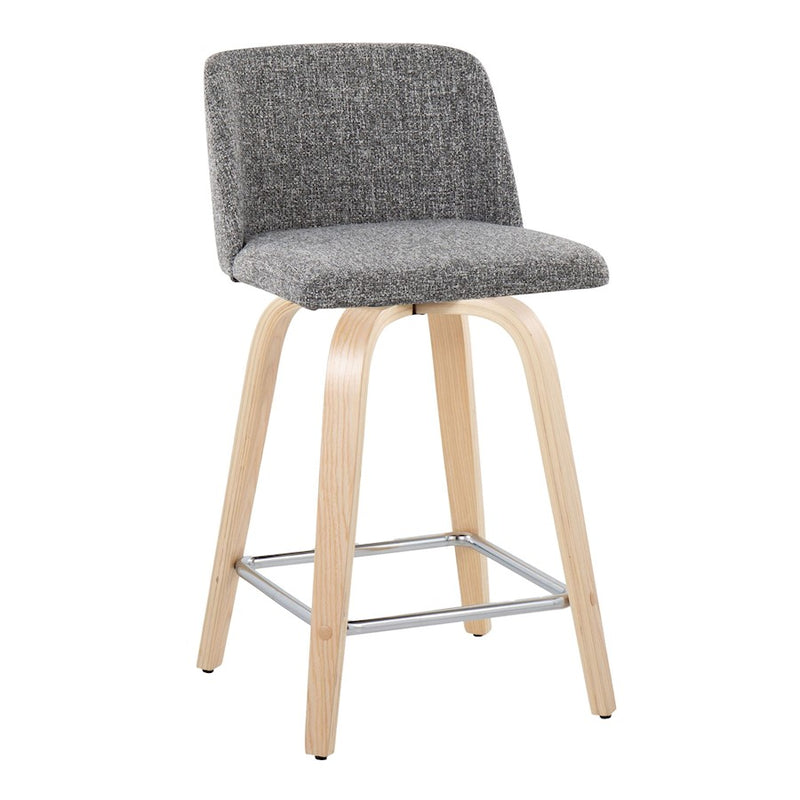 LumiSource Toriano 24" Counter Stool, Set/2, NAT/GY/CH