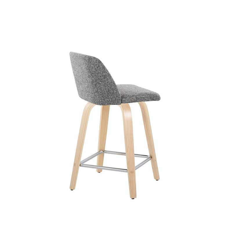 LumiSource Toriano 24" Counter Stool, Set/2, NAT/GY/CH