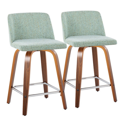 LumiSource Toriano 24" SQ Counter Stool, Set/2, W/GR/CH - B24-TRNO-GRTZS2WLLGN2