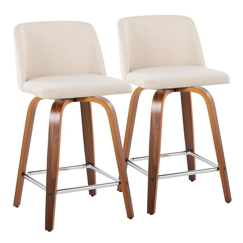 LumiSource Toriano 24" SQ Counter Stool, Set/2, W/CRN/CH - B24-TRNO-GRTZS2WLNCR2