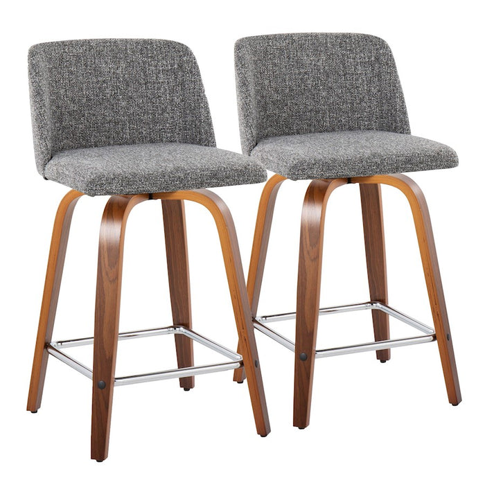 LumiSource Toriano 24" SQ Counter Stool, Set/2, W/GYN/CH - B24-TRNO-GRTZS2WLNGY2