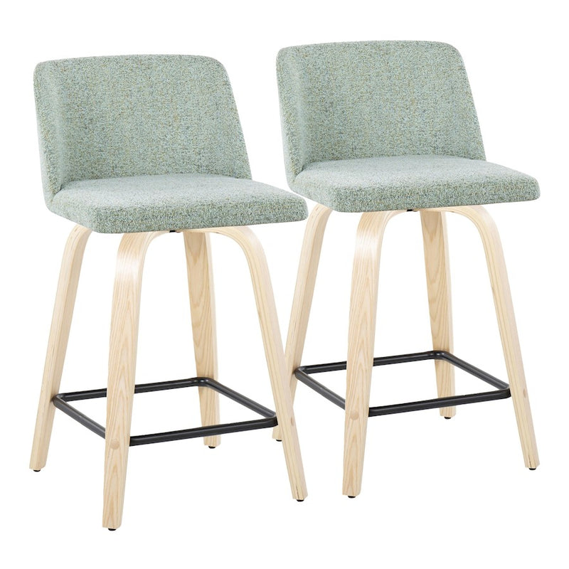 LumiSource Toriano 24" SQ Counter Stool, Set/2, N/GR/BK - B24-TRNO-GRTZX2NALGN2