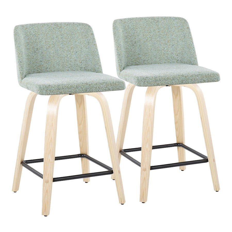 LumiSource Toriano 24" SQ Counter Stool, Set/2, N/GR/BK - B24-TRNO-GRTZX2NALGN2