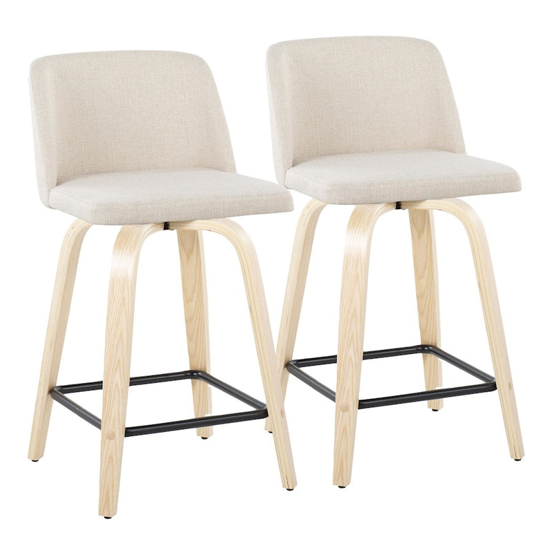 LumiSource Toriano 24" SQ Counter Stool, Set/2, N/CRN/BK - B24-TRNO-GRTZX2NANCR2