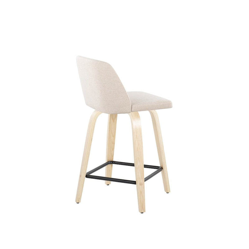 LumiSource Toriano 24" SQ Counter Stool, Set/2, N/CRN/BK