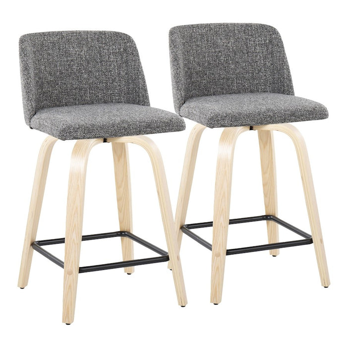 LumiSource Toriano 24" SQ Counter Stool, Set/2, N/GYN/BK - B24-TRNO-GRTZX2NANGY2