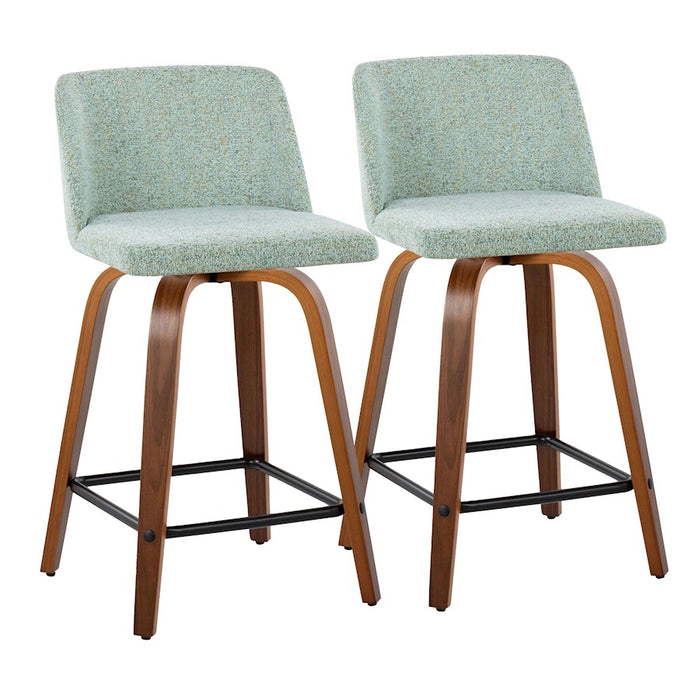 LumiSource Toriano 24" SQ Counter Stool, Set/2, W/GR/BK - B24-TRNO-GRTZX2WLLGN2