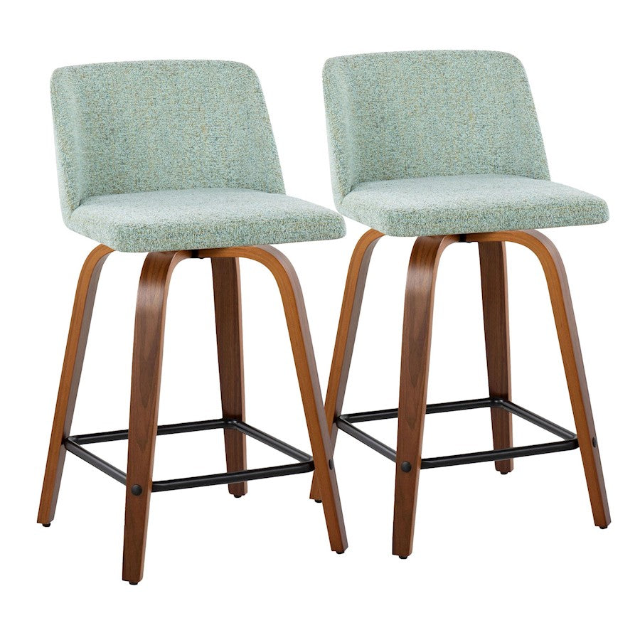 LumiSource Toriano 24" SQ Counter Stool, Set/2, W/GR/BK - B24-TRNO-GRTZX2WLLGN2