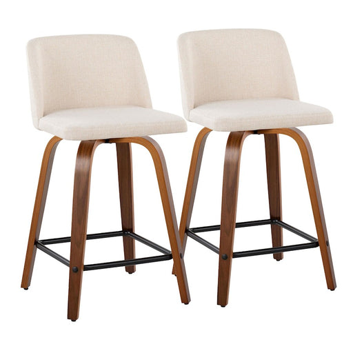 LumiSource Toriano 24" SQ Counter Stool, Set/2, W/CR/BK - B24-TRNO-GRTZX2WLNCR2