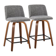 LumiSource Toriano 24" SQ Counter Stool, Set/2, W/GY/BK - B24-TRNO-GRTZX2WLNGY2