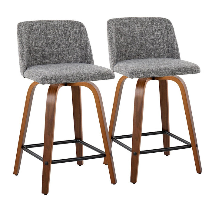 LumiSource Toriano 24" SQ Counter Stool, Set/2, W/GY/BK - B24-TRNO-GRTZX2WLNGY2