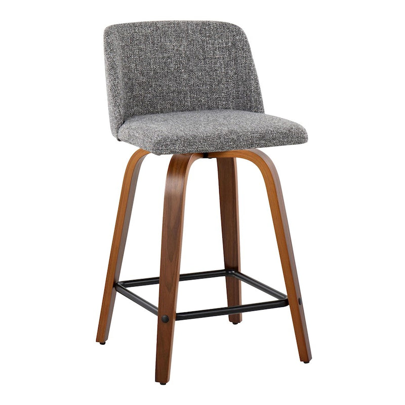 LumiSource Toriano 24" SQ Counter Stool, Set/2, W/GY/BK