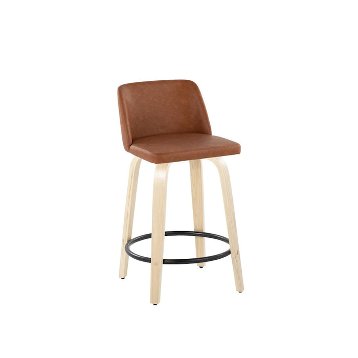 LumiSource Toriano 24" Counter Stool, Set/2, N/CAM/BK