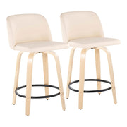 LumiSource Toriano 24" Rd Counter Stool, Set/2, N/CR/BK - B24-TRNOPU-GRTZQ2NACR2