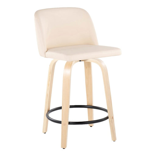 LumiSource Toriano 24" Rd Counter Stool, Set/2, N/CR/BK