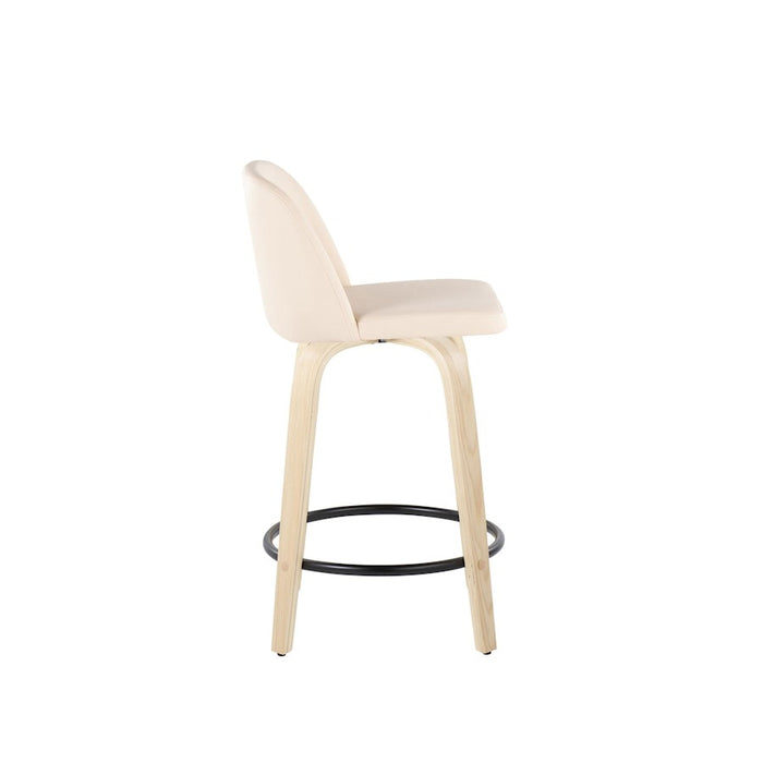 LumiSource Toriano 24" Rd Counter Stool, Set/2, N/CR/BK