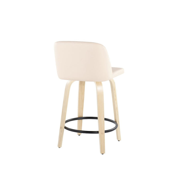 LumiSource Toriano 24" Rd Counter Stool, Set/2, N/CR/BK