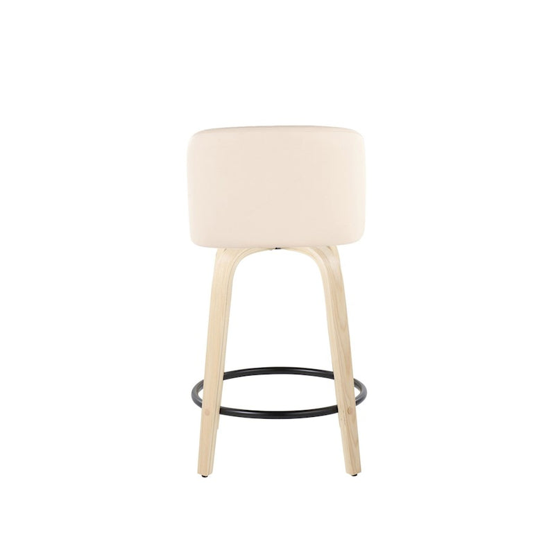 LumiSource Toriano 24" Rd Counter Stool, Set/2, N/CR/BK