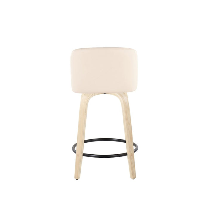 LumiSource Toriano 24" Rd Counter Stool, Set/2, N/CR/BK